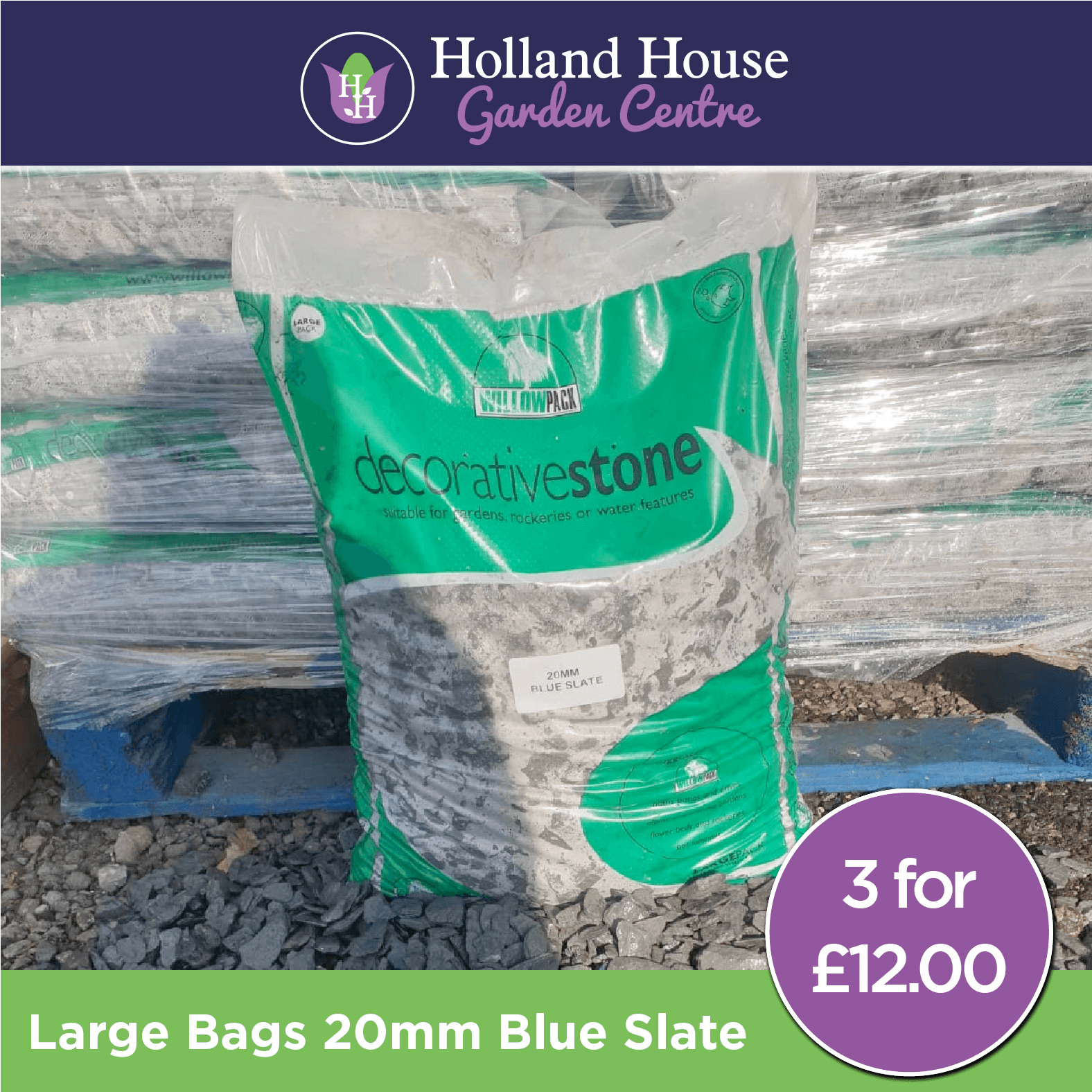 Blue Slate 20mm Large Bags X3 Holland House Garden Centre Preston